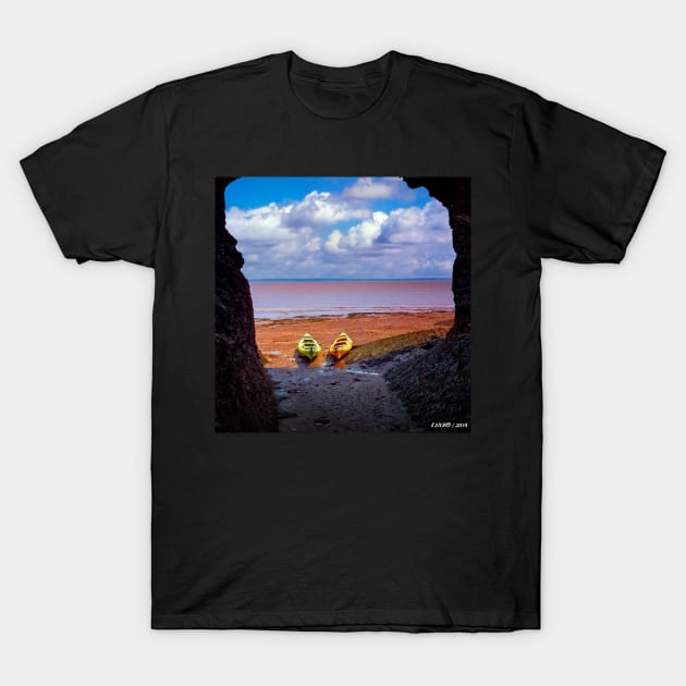 Kayaks on the Beach T-Shirt by kenmo